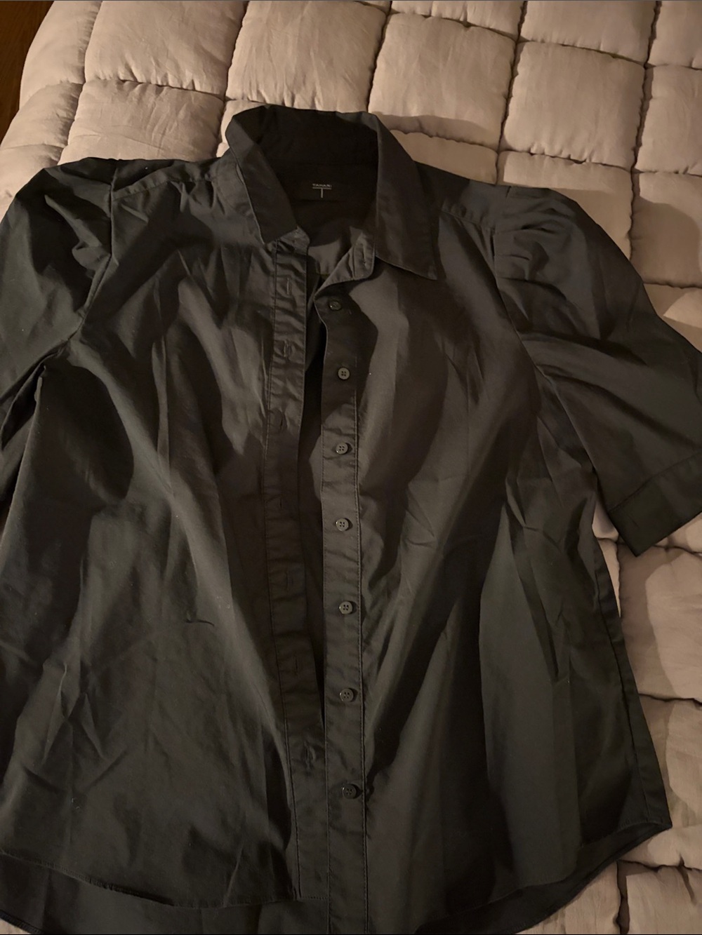 Black Short-Sleeve Button-Up Shirt